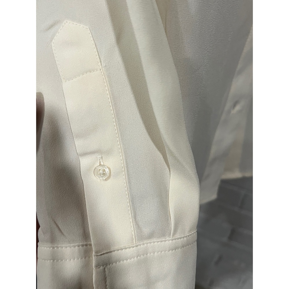 Lauren Ralph Lauren Winter Cream Ruffle Tie Neck Blouse Coquette Old Money NWT M - Picture 3 of 9